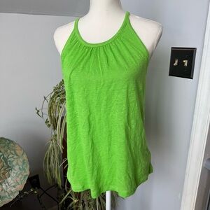 Halston Linen Tank Top Thin Straps Lime‎ Green size Small Beachy coastal summer